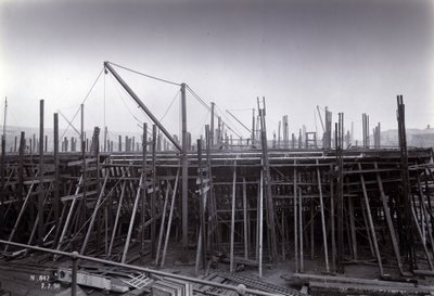 The Ice-Breaking Train Ferry Steamer SS Baikal in Frame During Construction by Sir W.G. Armstrong Mitchell and Co. Ltd., at Low Walker Shipyard, Newcastle upon Tyne, Yard No. 647 by English Photographer